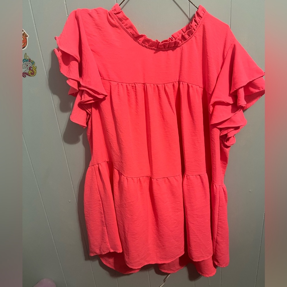 ANDREE BY UNIT Vibrant Pink Ruffled Blouse